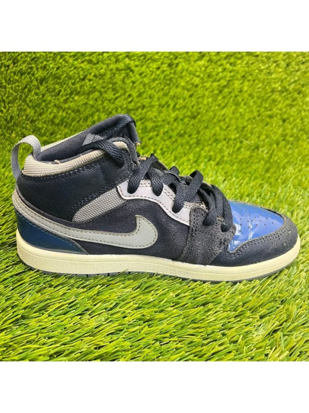 Nike Air Jordan 1 Mid SE Craft PS Boys Size 2Y Blue Basketball Shoes Sneakers